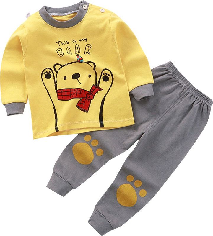 Boys Casual Top Pyjama  (Yellow)