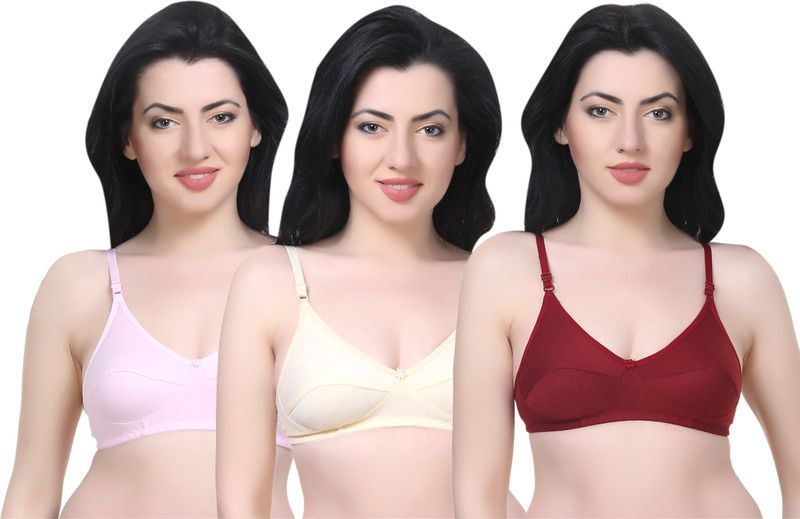 Pack of 3 Women Minimizer Non Padded Bra  (Maroon, Pink, Beige)