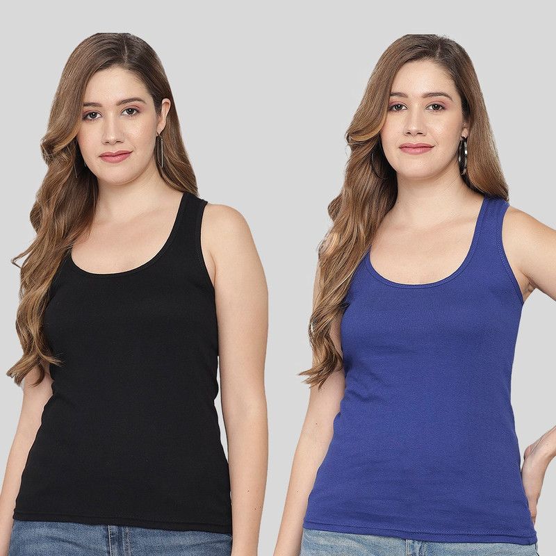 Women Blue, Black Tank Top/Vest