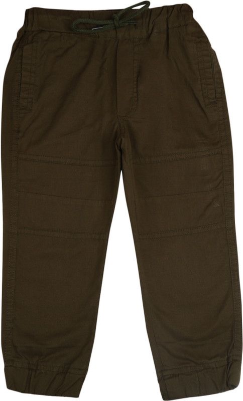Boys Regular Fit Green, Green Pure Cotton Trousers