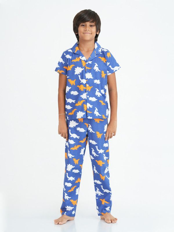 Boys Shirt & Pyjama set Blue Graphic Print