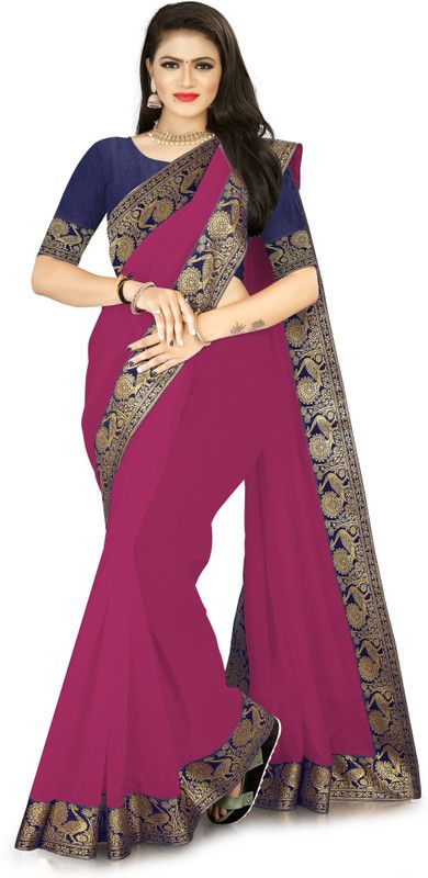 Self Design Banarasi Chanderi Saree  (Pink)