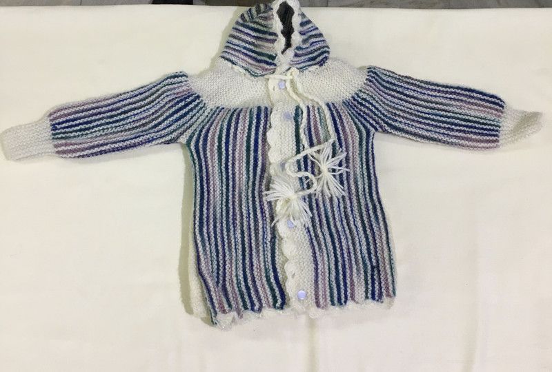 Baby Boys & Baby Girls Woven Hooded Neck Blue Sweater