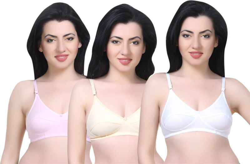 Pack of 3 Women Minimizer Non Padded Bra  (White, Pink, Beige)