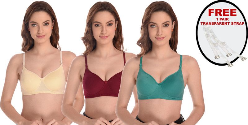 Pack of 3 Women Everyday Heavily Padded Bra  (Light Green)
