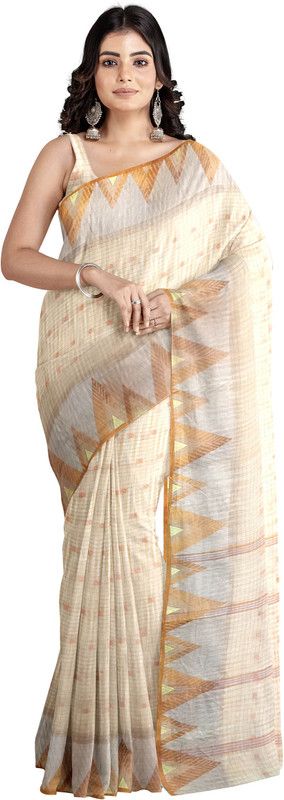 Solid/Plain Tant Pure Cotton Saree  (Gold)