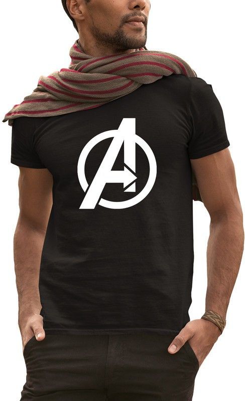 Avenger-HF4-B-XL Men Printed Round Neck Cotton Blend Black T-Shirt