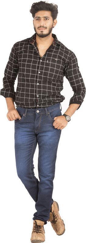 Men Slim Mid Rise Blue, Grey Jeans