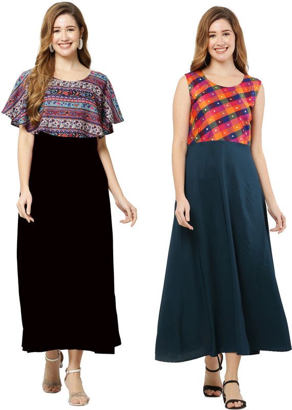 Women Gown Black, Dark Green Dress