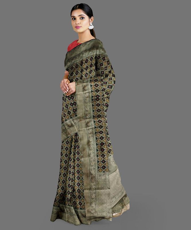 Self Design, Woven Banarasi Pure Silk, Cotton Silk Saree  (Dark Green)