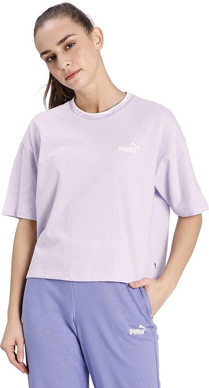 Amplified Tee Women Printed Round Neck Cotton Blend Purple T-Shirt