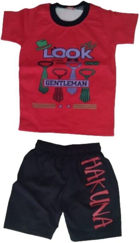 BHALLAGARMENTS Baby Boys & Baby Girls Casual T-shirt Shorts  (Red)