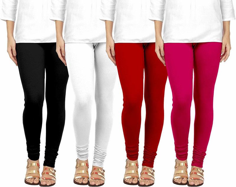 SwaNit Churidar Western Wear Legging  (White, Maroon, Black, Pink, Solid)