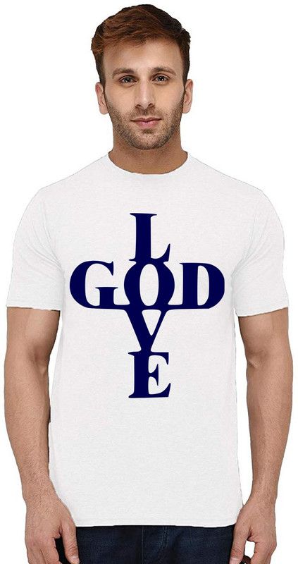 I Love God Men Printed Round Neck Pure Cotton White T-Shirt