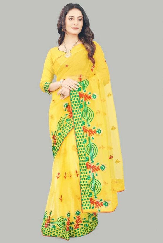 Printed Bollywood Net Saree  (Silver)