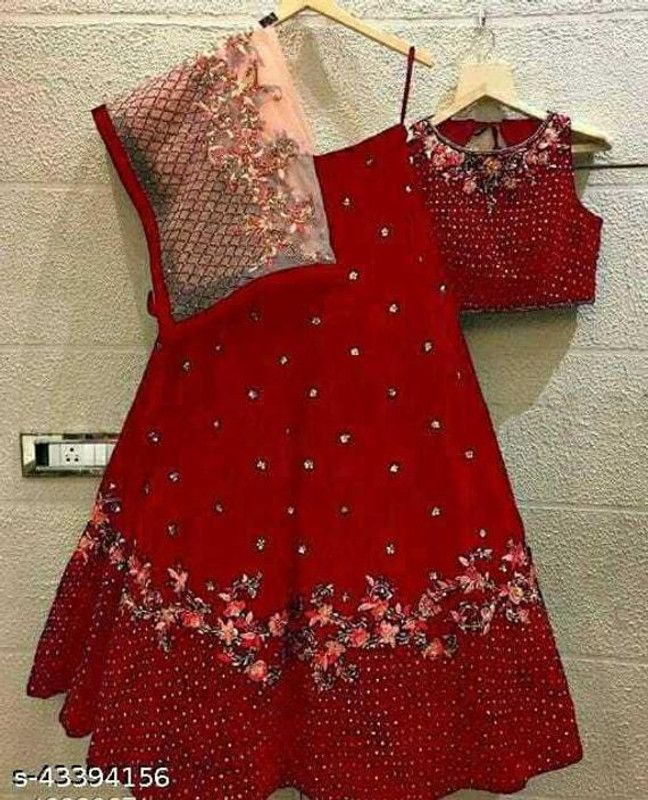 Embroidered Semi Stitched Lehenga Choli  (Red)