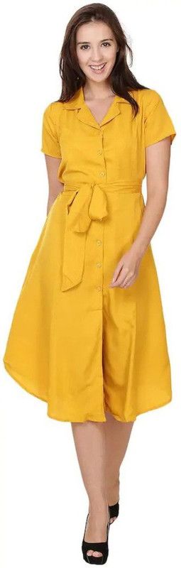 Women Shirt Yellow Dress