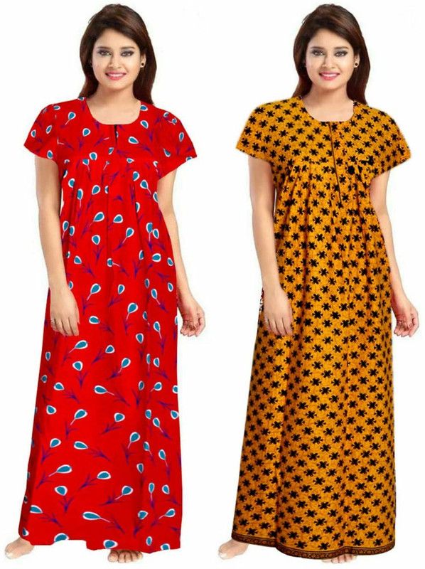 Pack of 2 Women Maternity/Nursing Nighty  (Red)