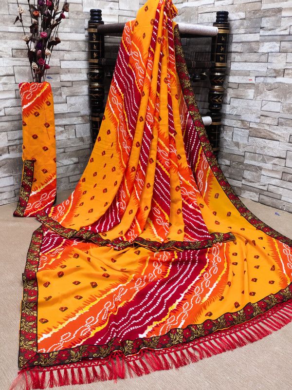 Bandhani Georgette Saree  (Multicolor)