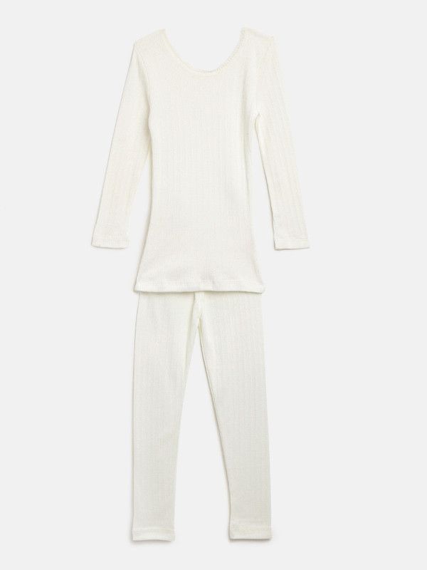 Top - Pyjama Set Thermal For Girls  (White, Pack of 2)