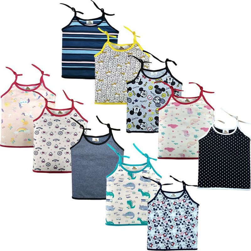 Vest For Girls Cotton Blend  (Multicolor, Pack of 10)