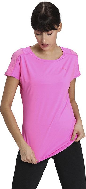 Train Favorite SS Tee Women Solid Round Neck Polyester Pink T-Shirt