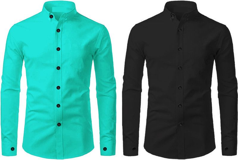 Men Solid Formal Light Blue Shirt  (Pack of 2)