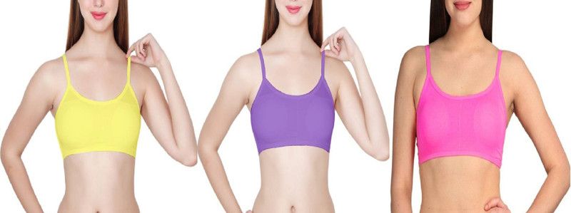 Pack of 3 Women Bralette Lightly Padded Bra  (Purple, Pink, Yellow)