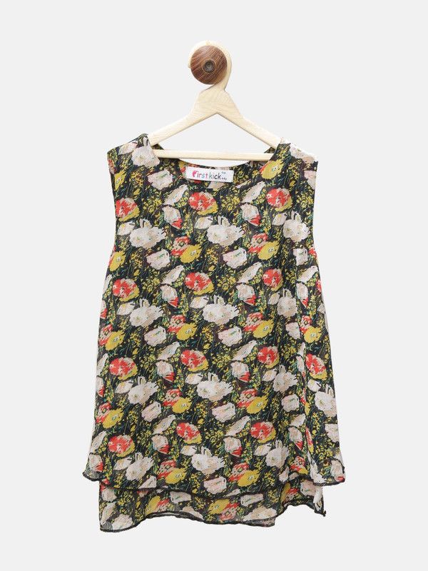Girls Party Chiffon Top  (Multicolor, Pack of 1)