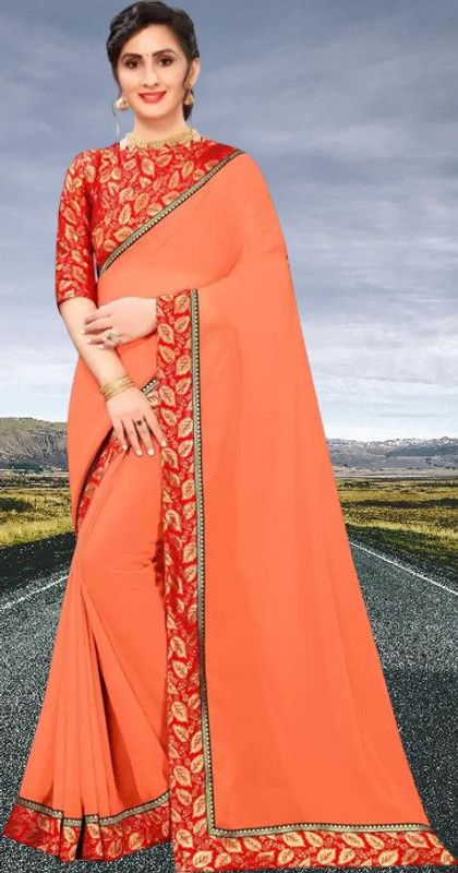 Gadwal Georgette Saree  (Orange)