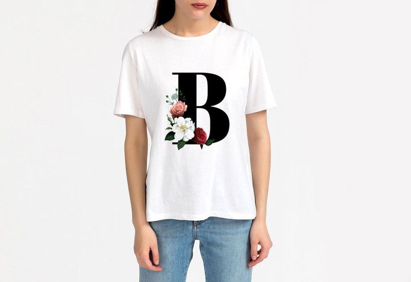 Women Floral Print, Typography Round Neck Elastane White T-Shirt