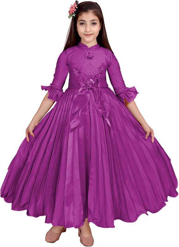Barbie Girls Maxi/Full Length Casual Dress  (Purple, Sleeveless)