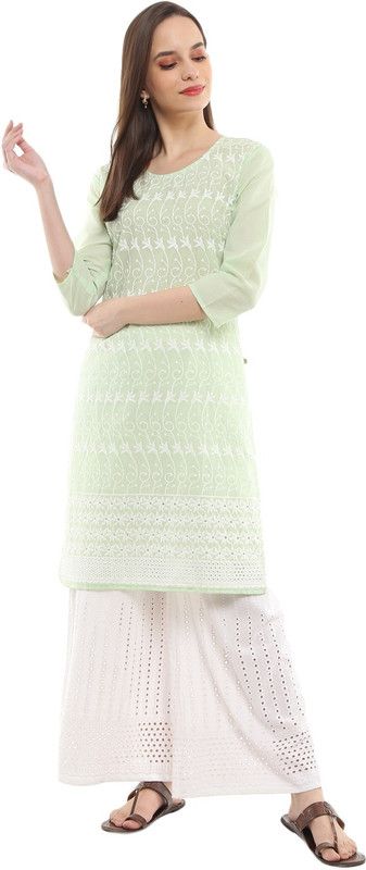 Women Self Design Pure Cotton Ethnic Dress  (Green)