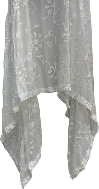 Chiffon Self Design, Embroidered, Striped, Solid White Women Dupatta