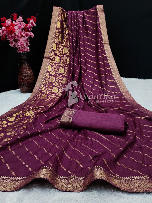 Printed, Temple Border, Embellished, Woven, Dyed, Solid/Plain Banarasi Pure Silk, Art Silk Saree  (Purple)