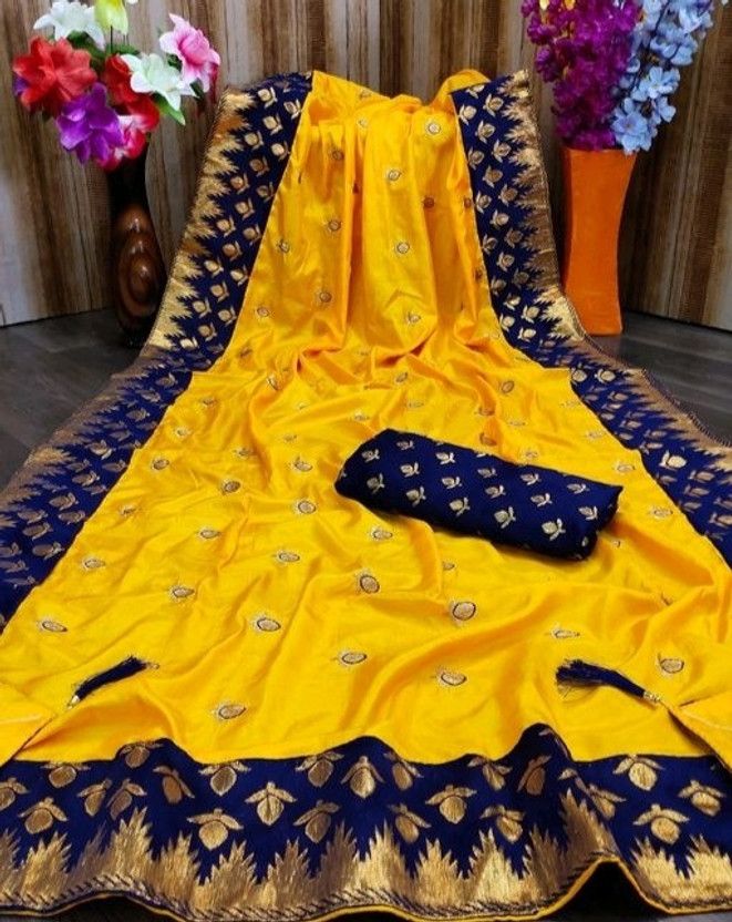 Self Design Bollywood Pure Silk Saree  (Yellow)
