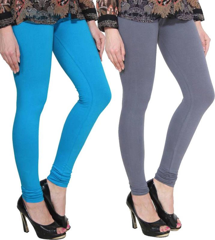 Clarita Churidar Ethnic Wear Legging  (Light Blue, Grey, Solid)