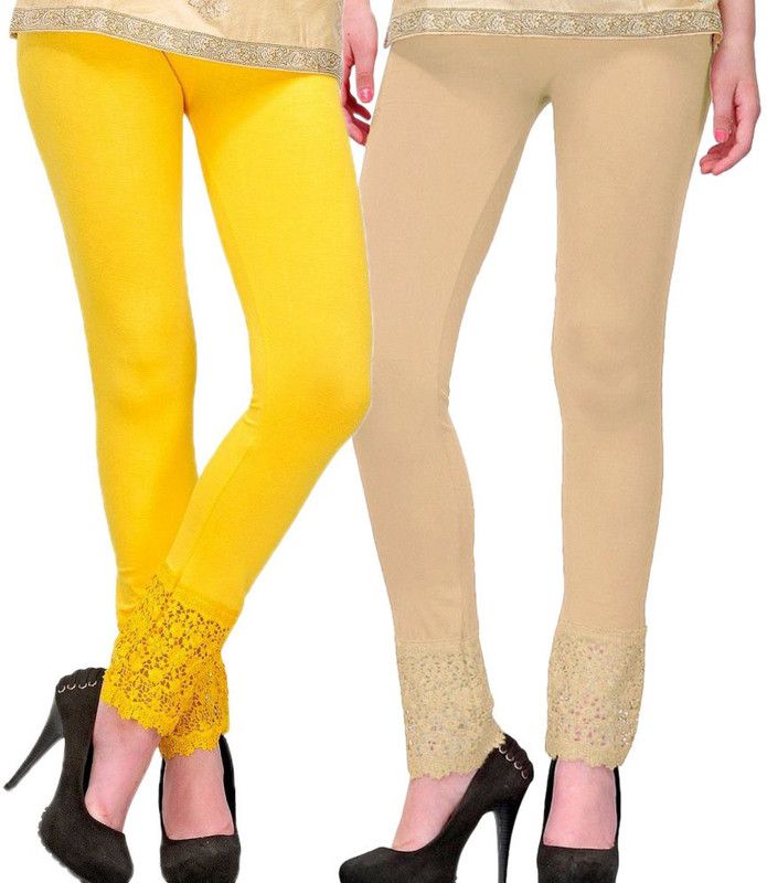 Ankle Length Western Wear Legging  (Yellow, Beige, Solid)