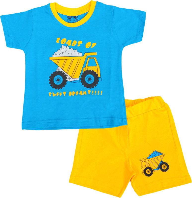 Boys Printed Hosiery Kids Nightwear  (Blue Pack of 1)