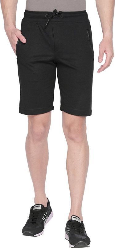 Solid Men Black Cycling Shorts
