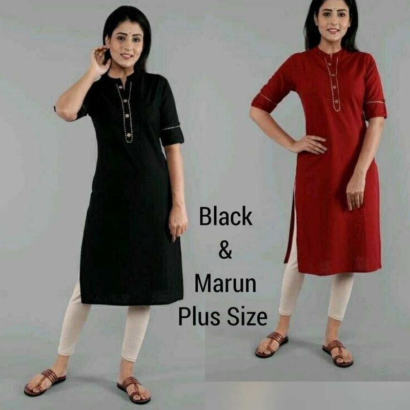 Women Solid Kurta  (Black, Maroon)