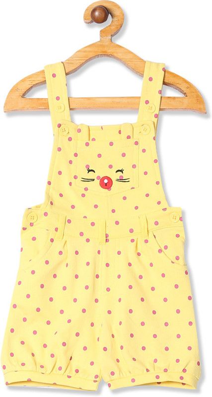 Romper For Girls Casual Printed Cotton Blend  (Yellow, Pack of 1)