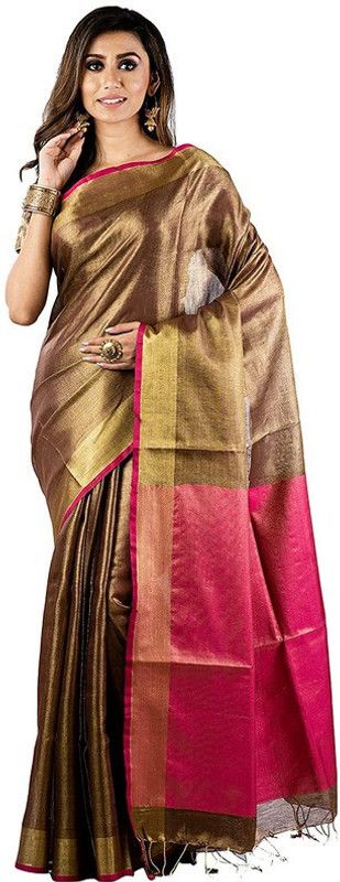 Self Design Bhagalpuri Art Silk Saree  (Brown)