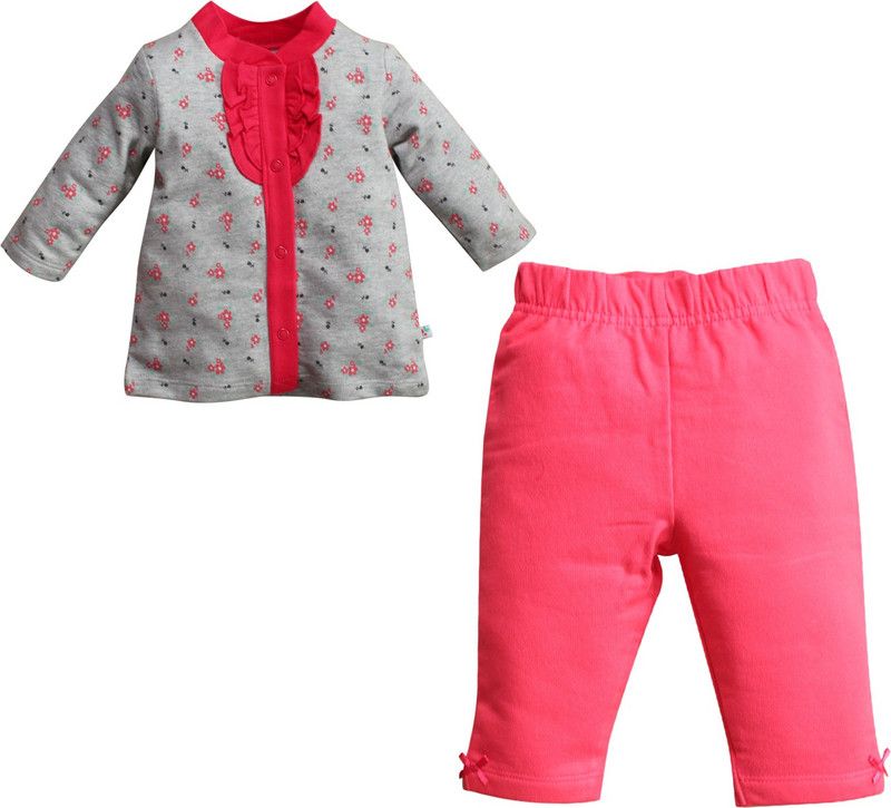 Girls Casual T-shirt Jegging  (Red)