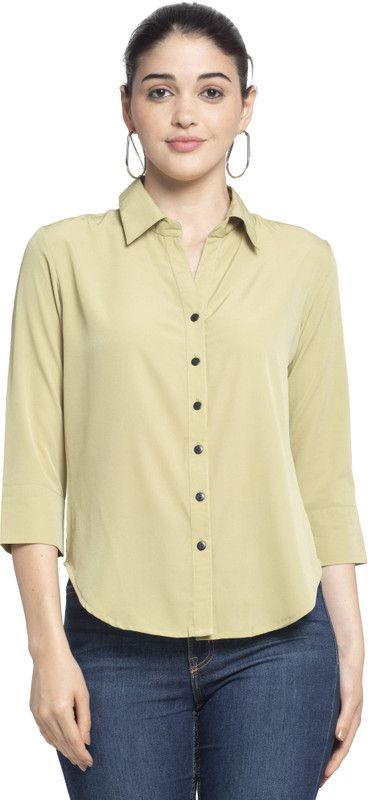 Women Solid Formal Light Green Shirt