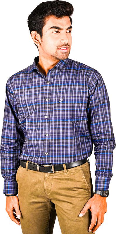 Men Regular Fit Checkered Spread Collar Festive Shirt