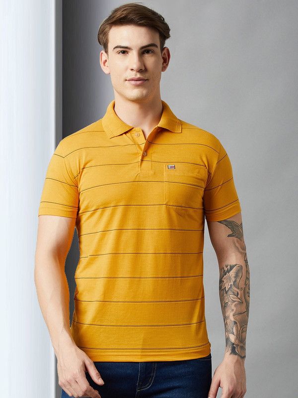 Striped Men Gold T-Shirt