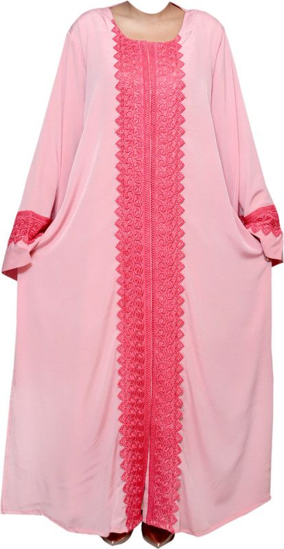 ZIDA IBTIHAL - HARF Poly Crepe Abaya  (Pink)