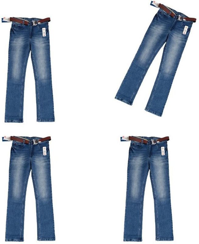 Men Regular Mid Rise Blue Jeans  (Pack of 4)