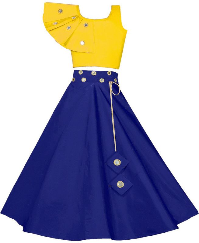 Girls Lehenga Choli Western Wear Embellished Lehenga Choli  (Yellow, Pack of 1)